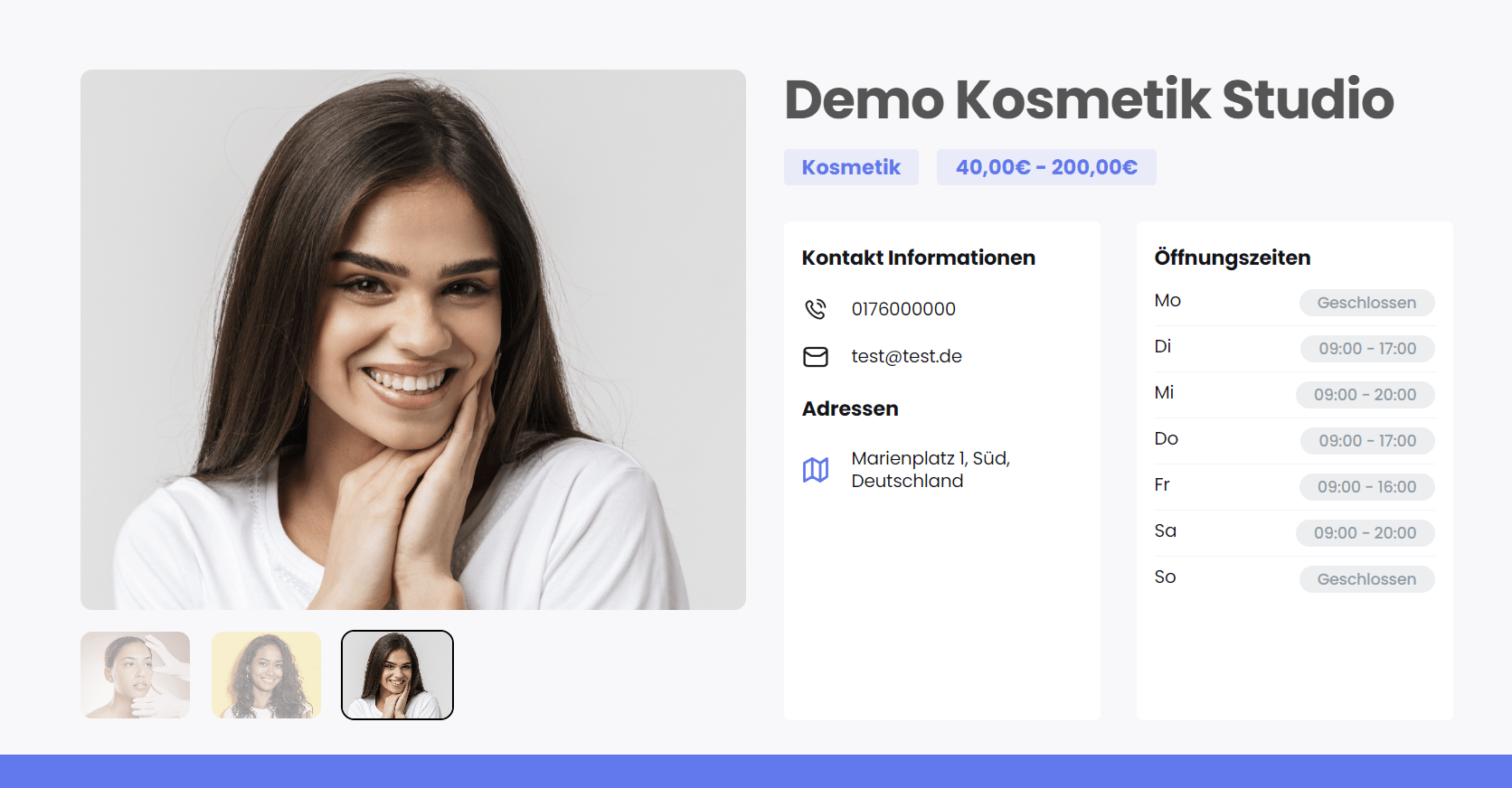 Kostenlose Website für Kosmetikstudios